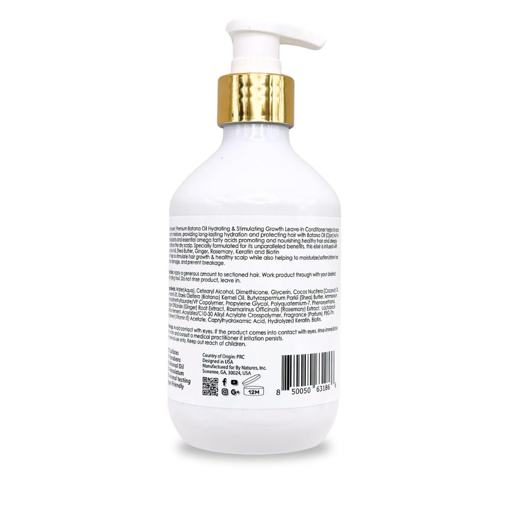 By Natures Batana Oil Hydrating Leave-In Conditioner 12 fl oz – Biotin, Ginger & Rosemary