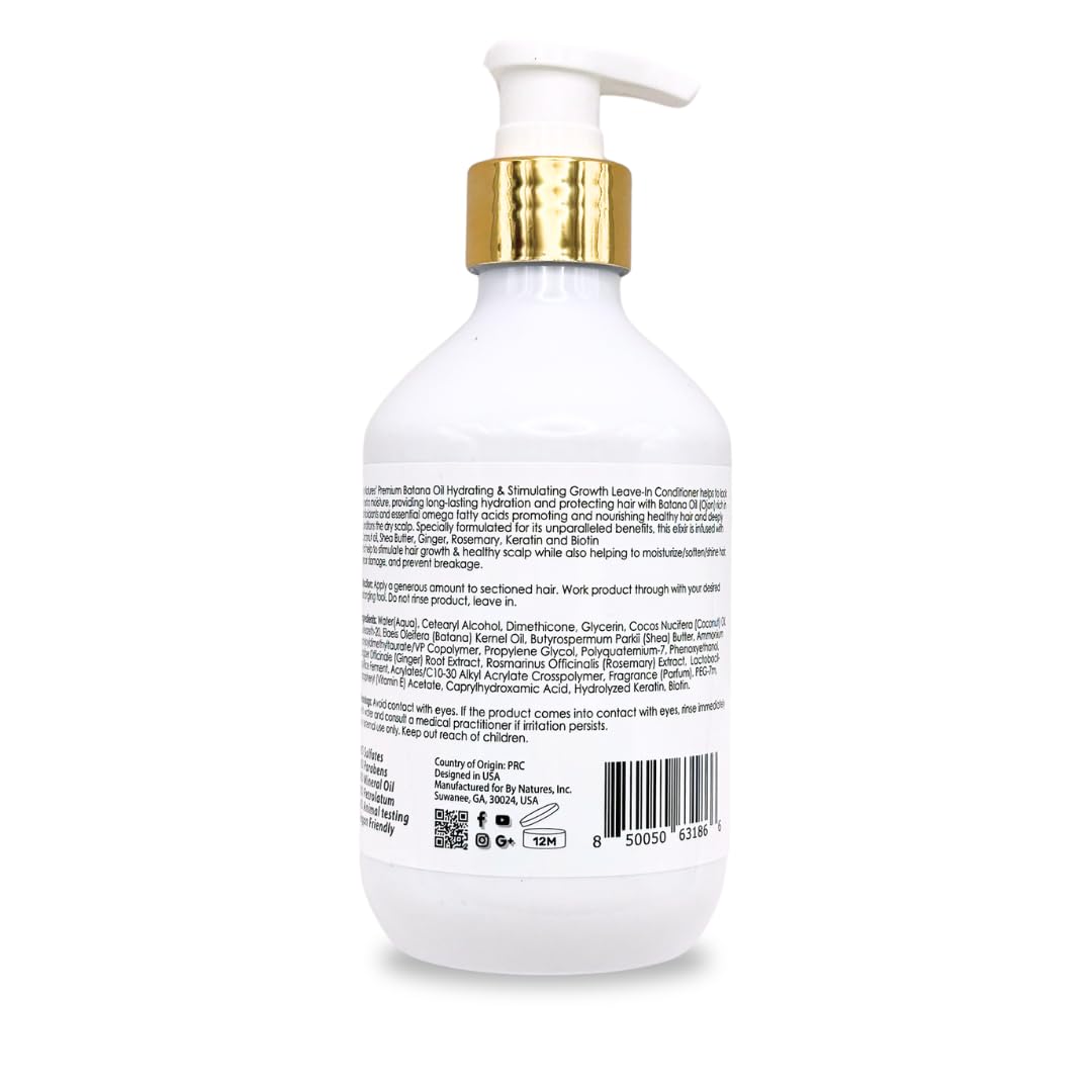 By Natures Batana Oil Hydrating Leave-In Conditioner 12 fl oz – Biotin, Ginger & Rosemary