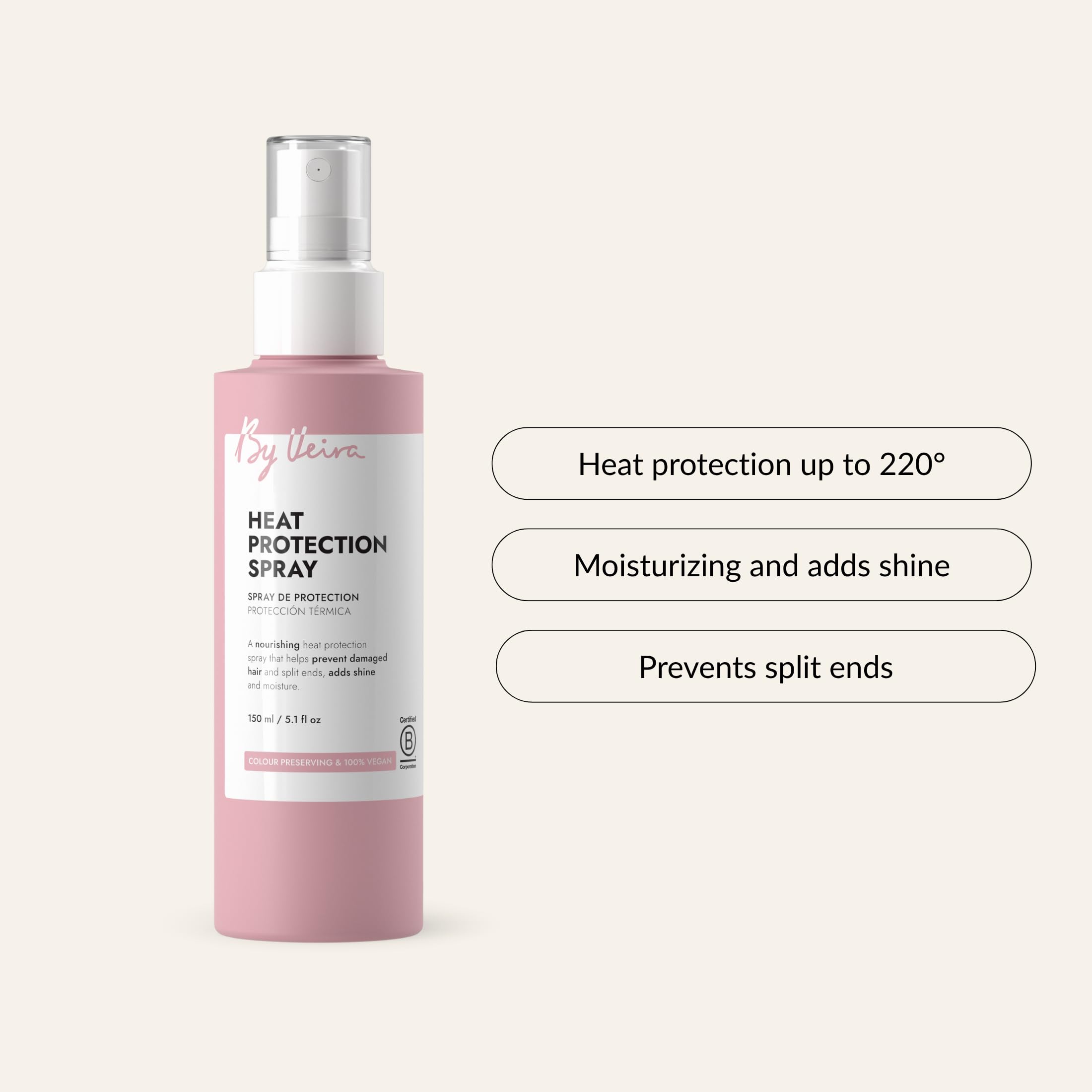 By Veira Heat Protection Spray 5.1 oz – Shine, Color Preservation, 100% Vegan