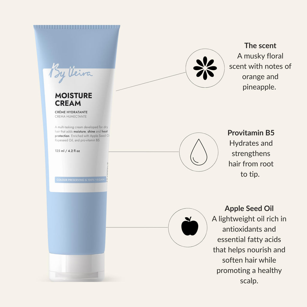 By Veira Moisture Cream 4.2 oz – Vegan, Colour-Preserving for Dry & Frizzy Hair