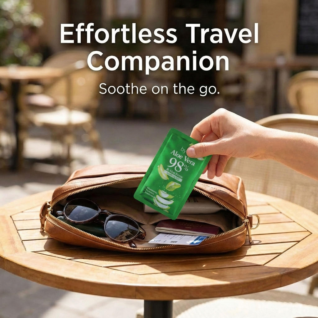 by.H Travel Size Aloe Vera Gel — 30 Mini Packets, TSA-Ready, 98% Pure Aloe, Made in Korea