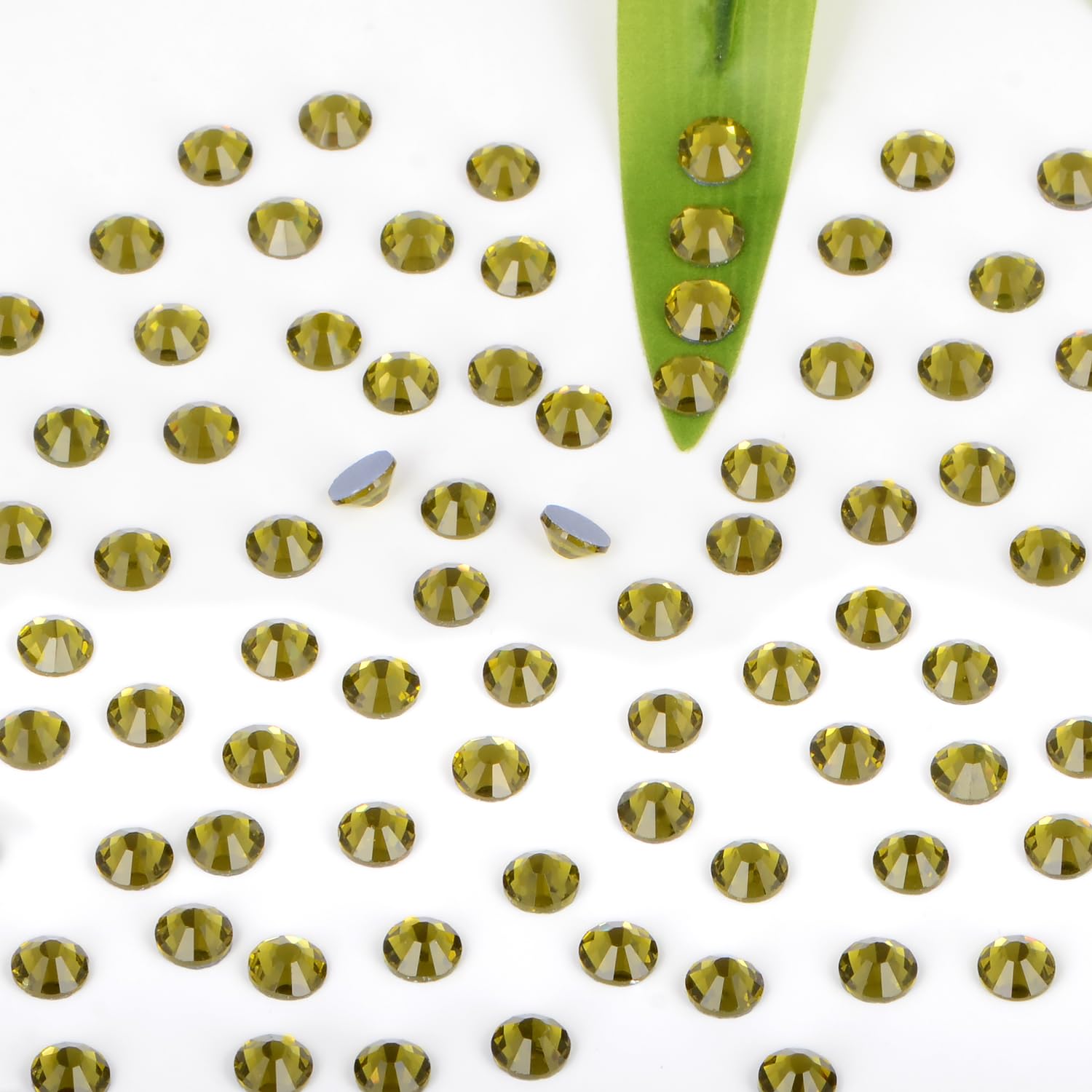 Bymitel Hotfix Olivine Crystal Rhinestones 3.8mm SS16 (2880 pcs) for DIY Jewelry & Crafts