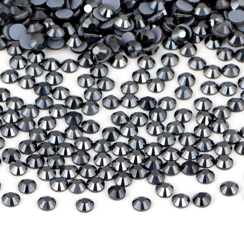 Bymitel Hotfix Crystal Rhinestones 4.8mm SS20 Jet Hematite – 1440pcs Iron-On for DIY Jewelry