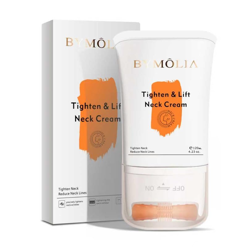 BYMOLIA Neck Firming Cream with Roller – Anti-Aging Neck & Chest, Collagen + Hyaluronic Acid