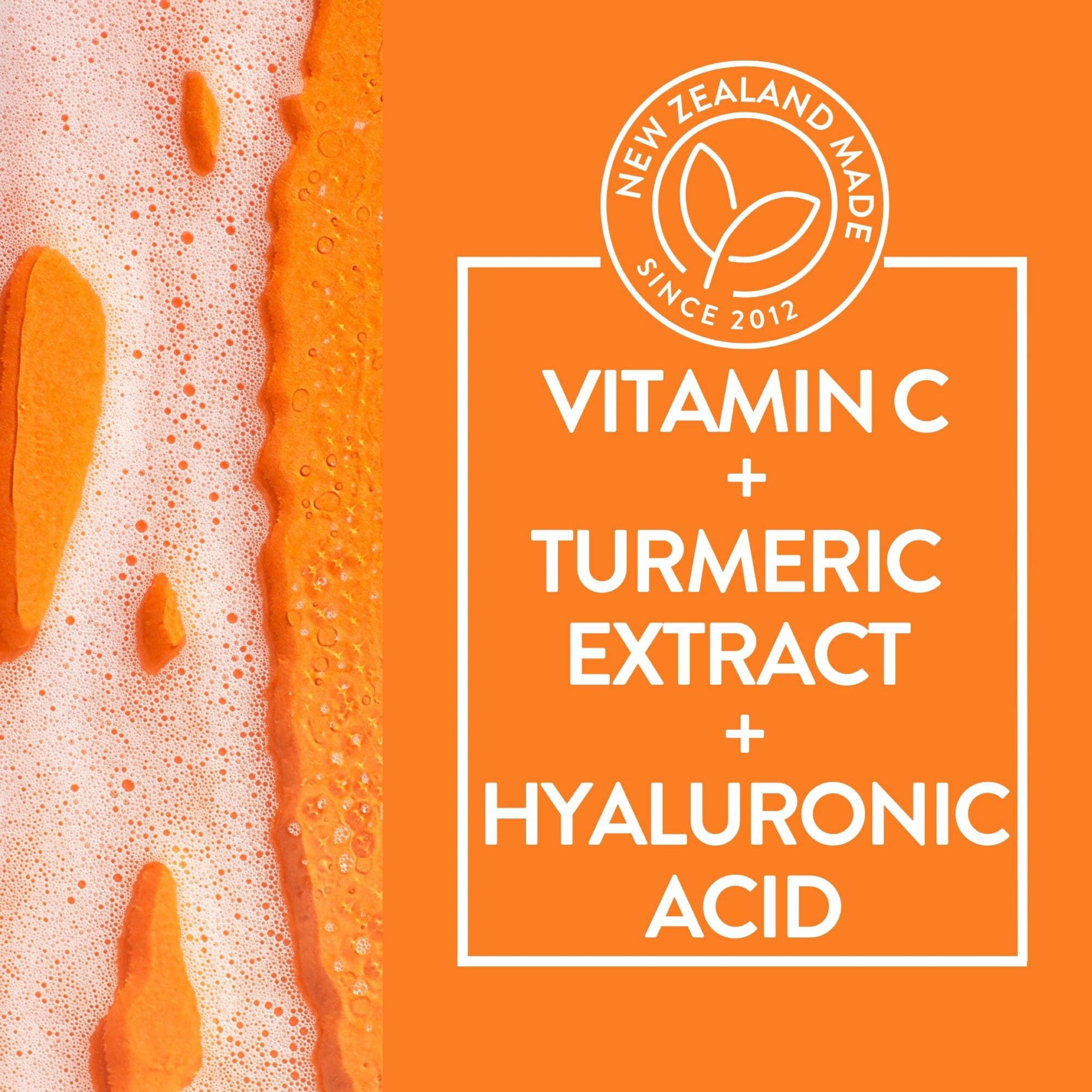 By Nature Vitamin C + Turmeric Gel Cleanser with Hyaluronic Acid – Brightening & Hydrating Face Wash for Oily & Acne-Prone Skin (7oz)