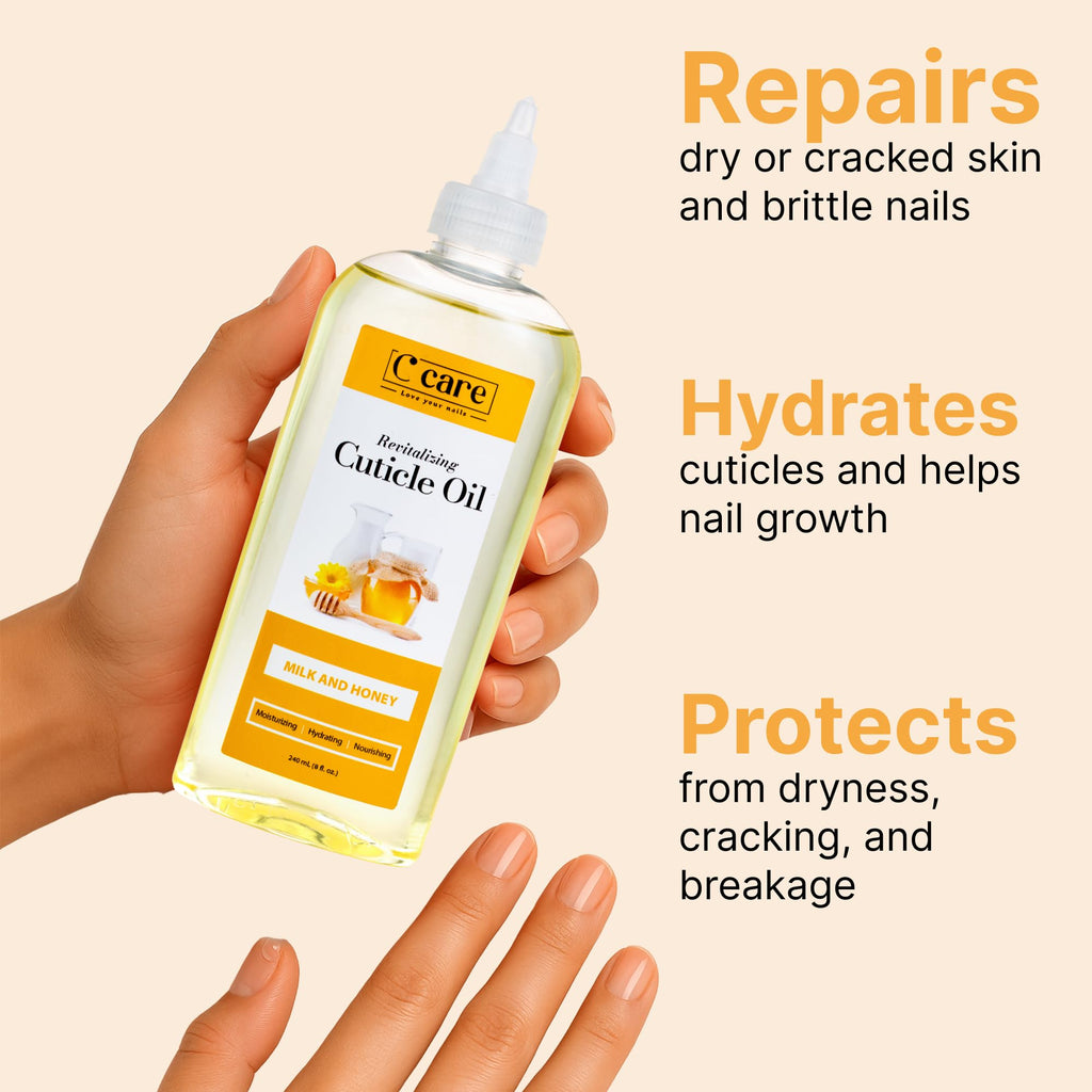 C CARE Milk & Honey Cuticle Oil for Nails – Overnight Repair & Hydration (8 oz)