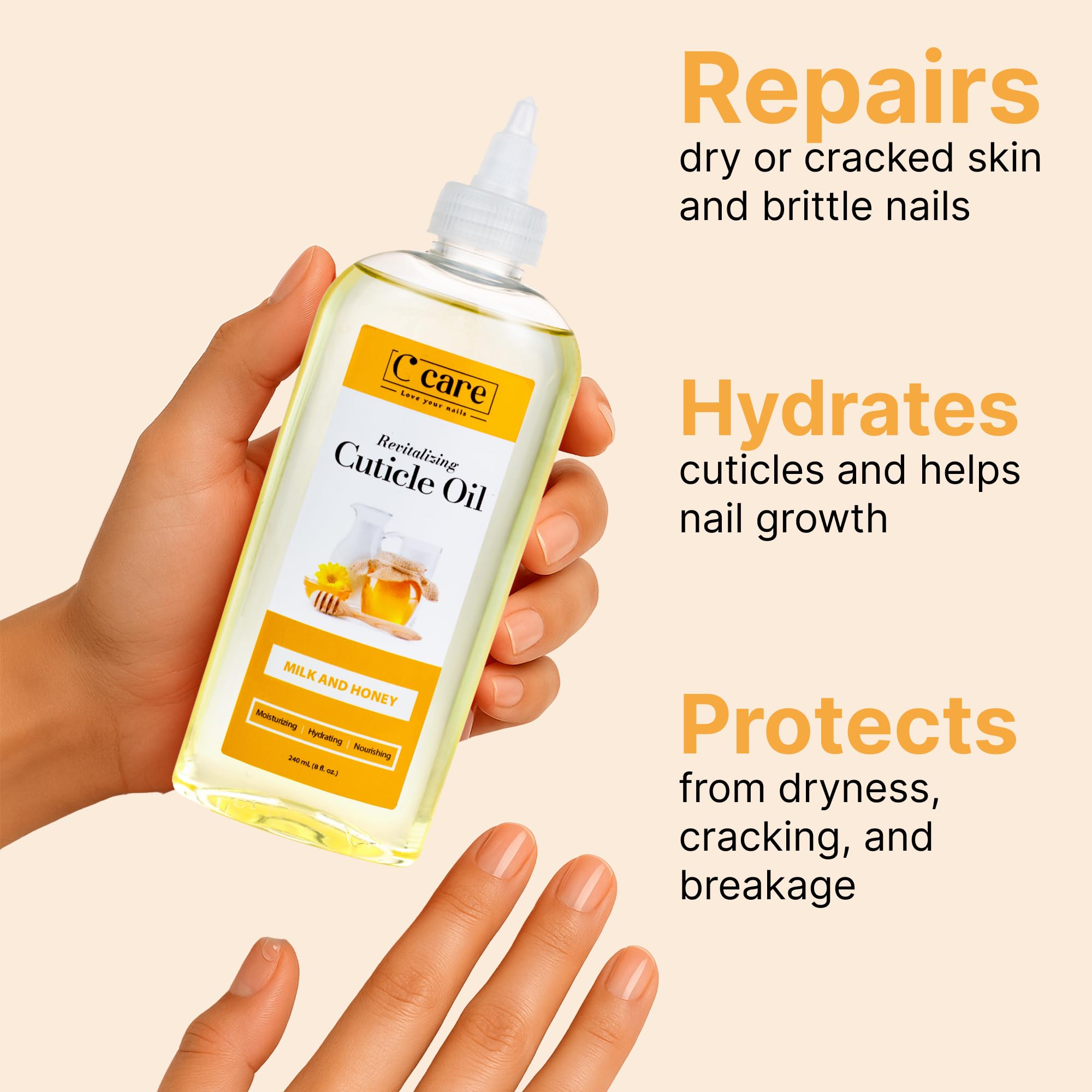C CARE Milk & Honey Cuticle Oil for Nails – Overnight Repair & Hydration (8 oz)