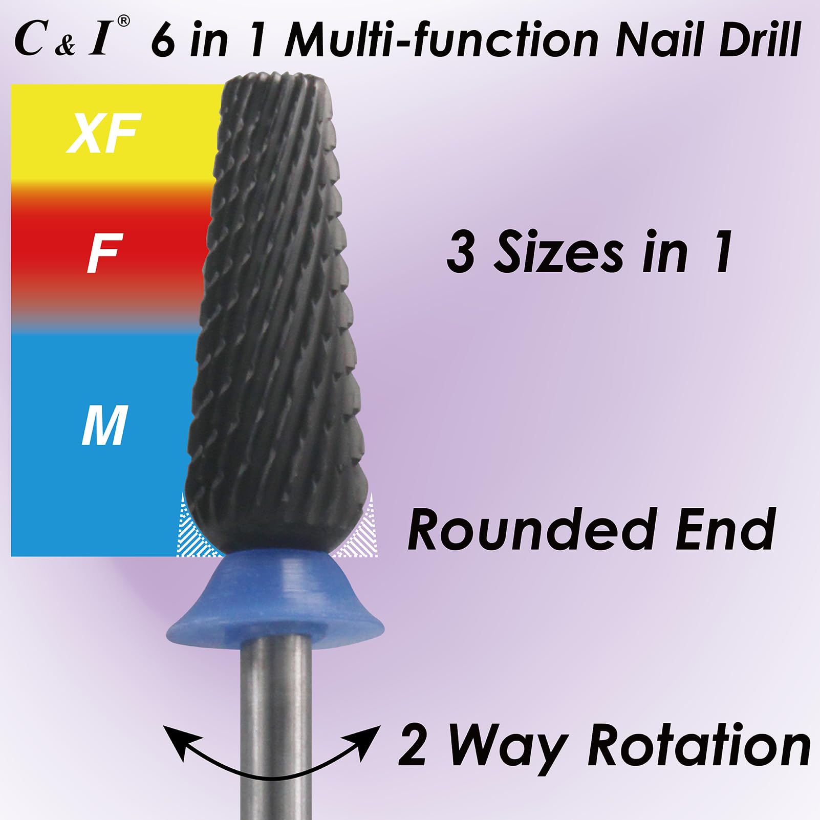 C & I Nail Drill Bit 6-in-1 E-file | Diamond-Coated CNC Tool for Nail Techs