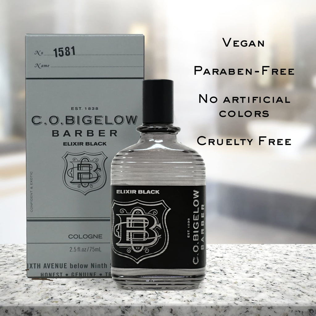 C.O. Bigelow Elixir Black Cologne for Men – Musk & Vanilla, Long-Lasting Fragrance (2.5 Fl Oz)