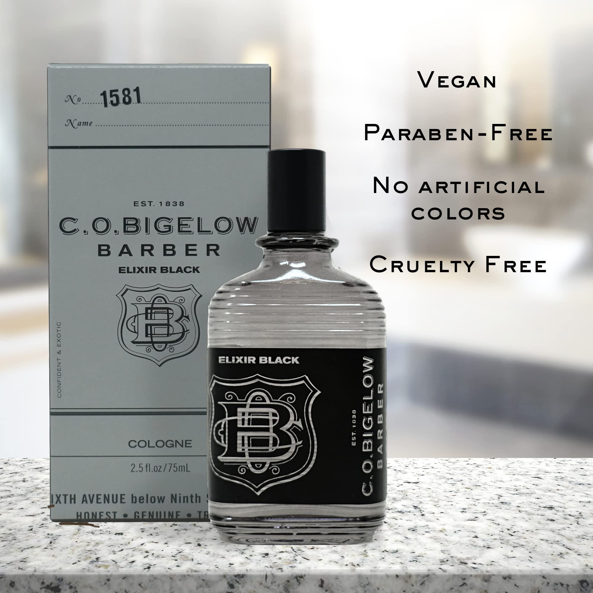 C.O. Bigelow Elixir Black Cologne for Men – Musk & Vanilla, Long-Lasting Fragrance (2.5 Fl Oz)