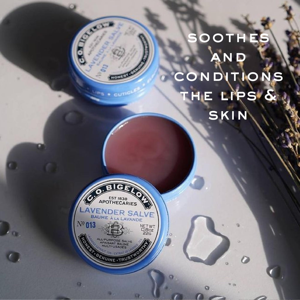 C.O. Bigelow Lavender Salve Tins – Pack of 3 Lip Balm Tins for Lips, Cuticles, Hands & Dry Skin