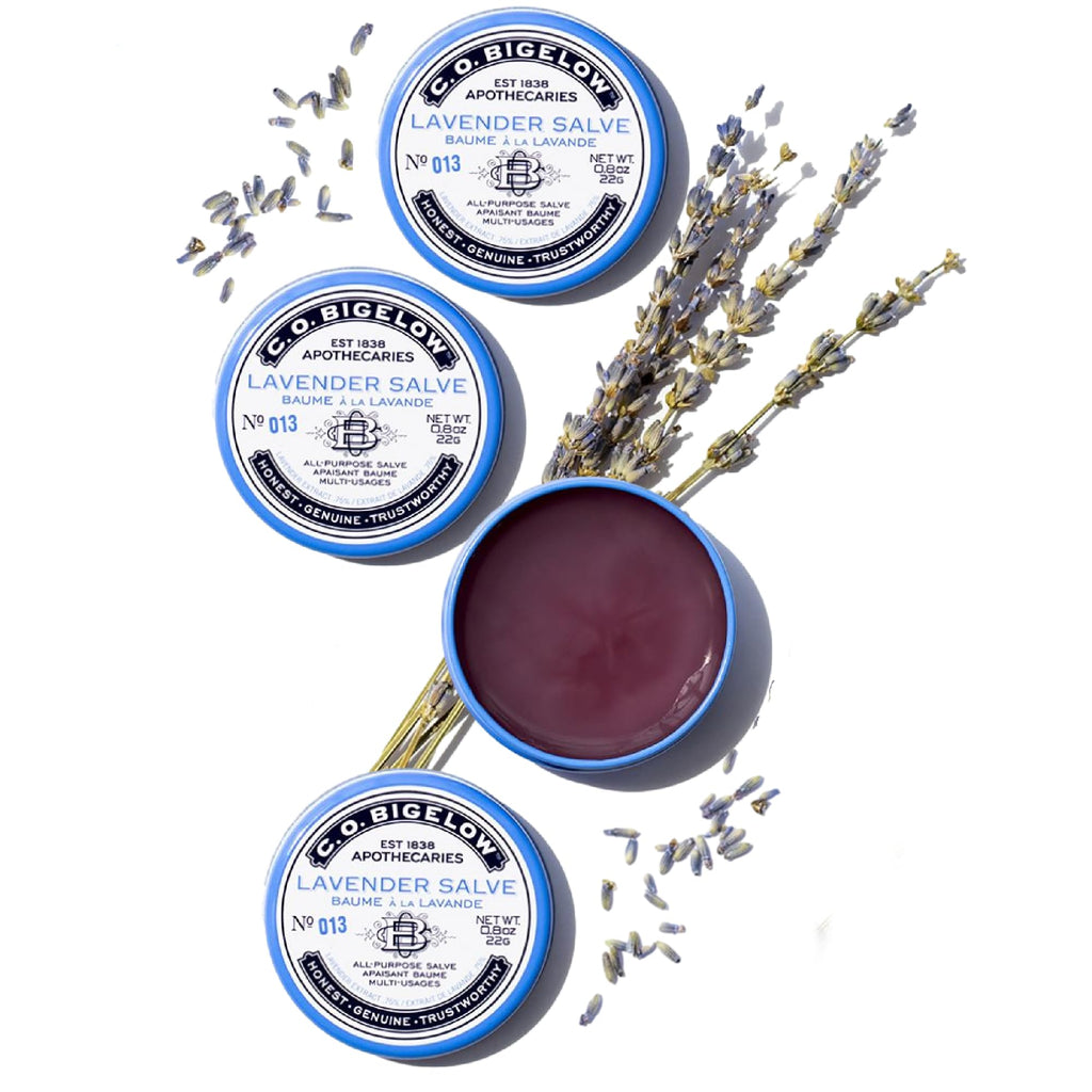 C.O. Bigelow Lavender Salve Tins – Pack of 3 Lip Balm Tins for Lips, Cuticles, Hands & Dry Skin