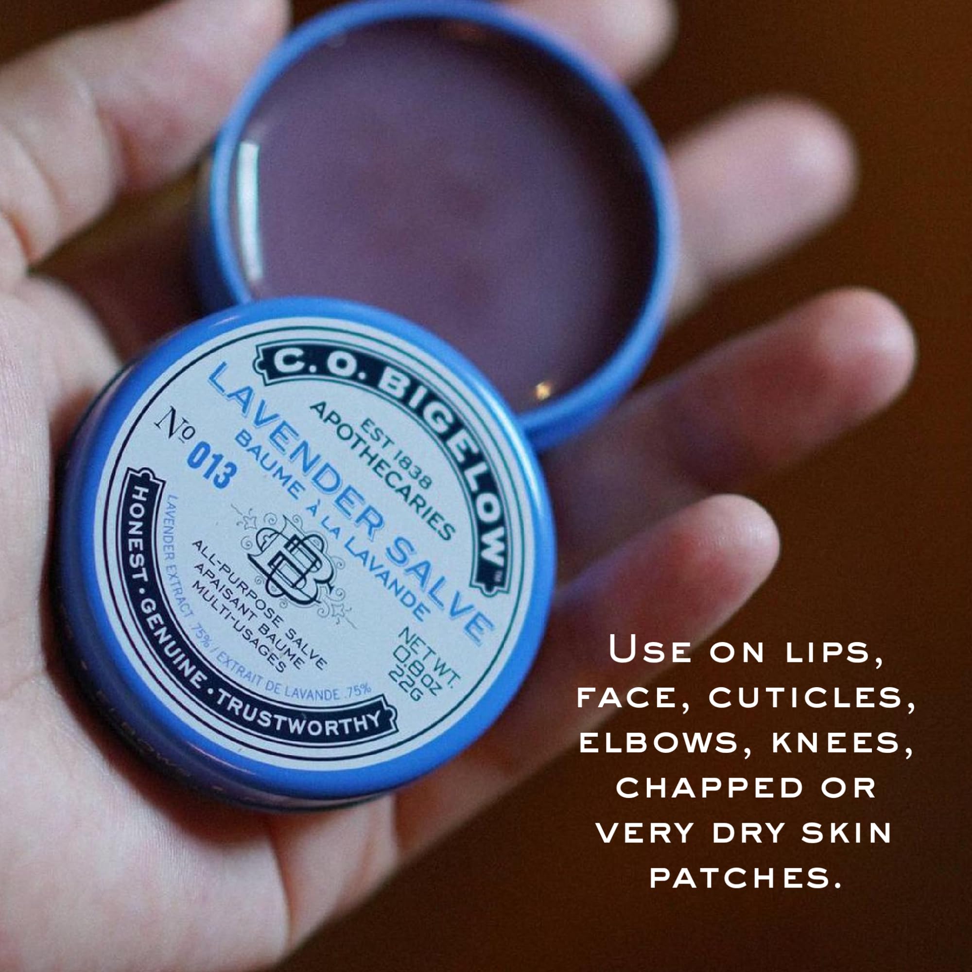 C.O. Bigelow Lavender Salve Tins – Pack of 3 Lip Balm Tins for Lips, Cuticles, Hands & Dry Skin