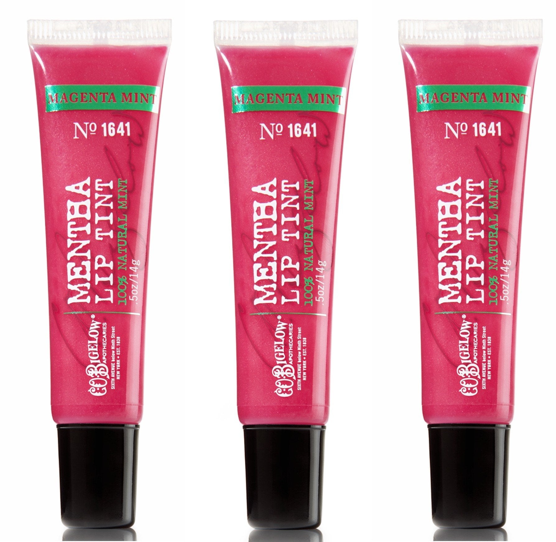 C.O. Bigelow Mentha Lip Tint 3-Pack Magenta Mint #1641 – Sheer Pink Tint & Cooling Mint