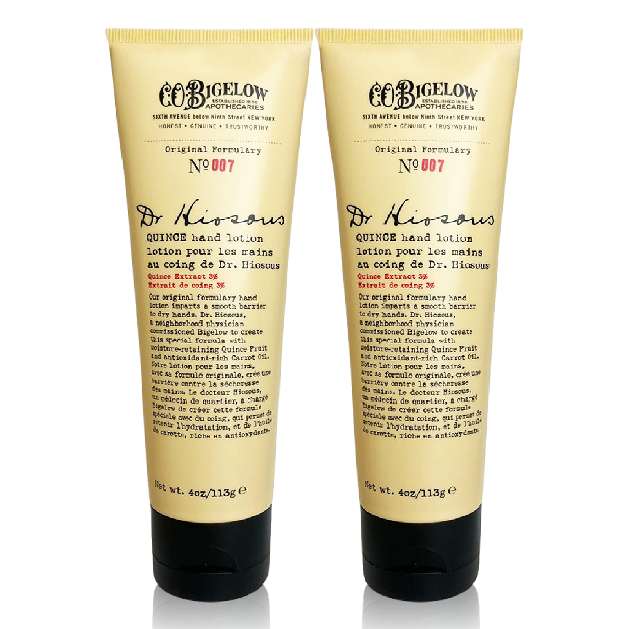 C. O. Bigelow Dr. Hiosous Quince Hand Lotion No. 007 – Pack of 2, 4 fl oz, Unscented