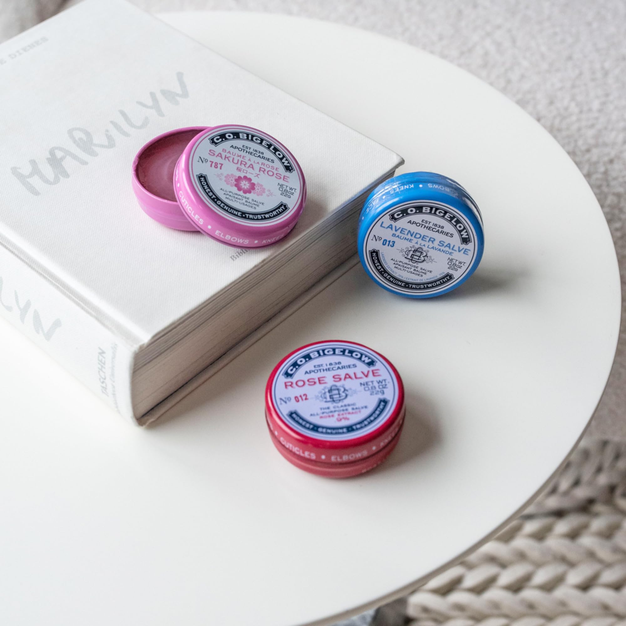 C.O. Bigelow Assorted Salve Tins – Rose, Lavender & Sakura Rose (0.8 oz each)