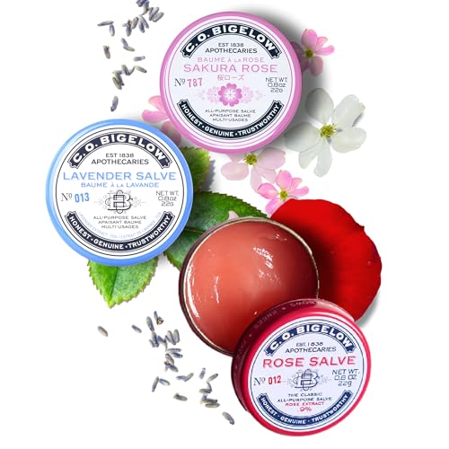 C.O. Bigelow Assorted Salve Tins – Rose, Lavender & Sakura Rose (0.8 oz each)