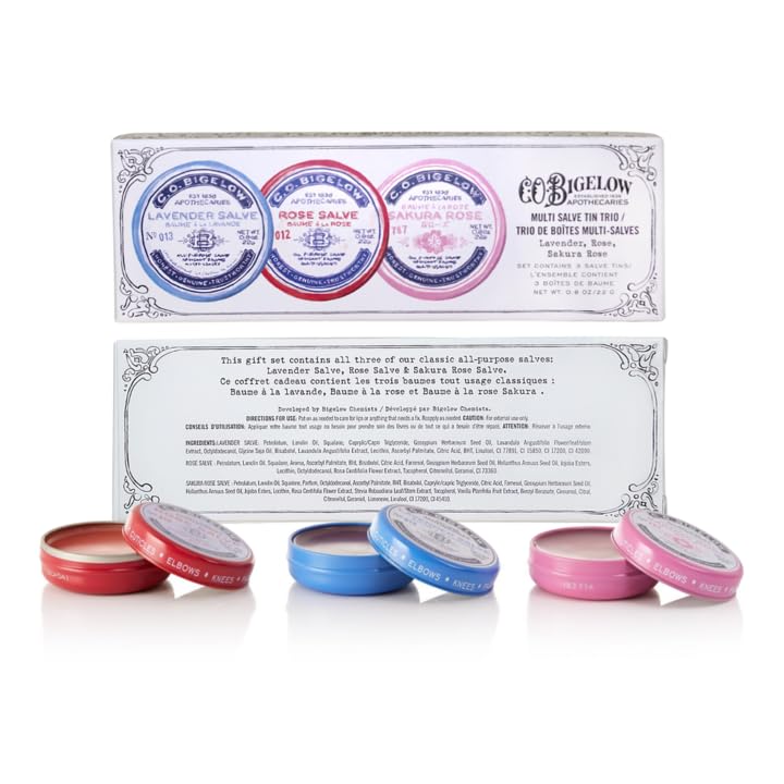 C.O. Bigelow Assorted Salve Tins – Rose, Lavender & Sakura Rose (0.8 oz each)