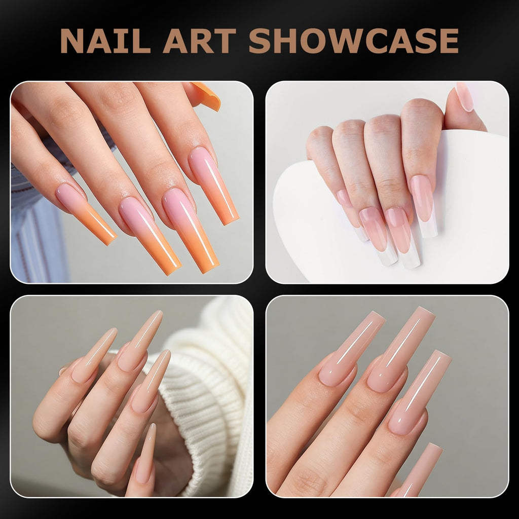 C12rtive Sandwich Nails Dual Forms | 280Pcs Long Square Reusable Nail Extension Forms with Silicone Polygel Stick