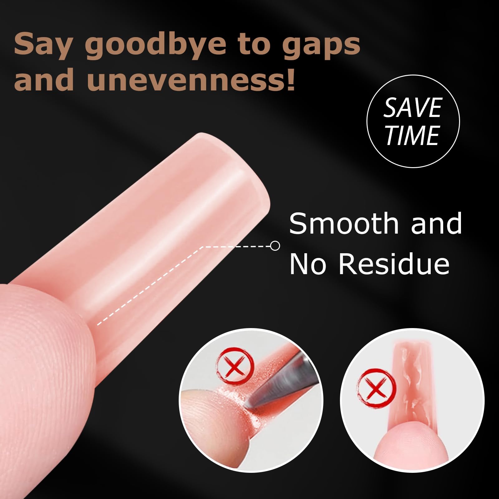 C12rtive Sandwich Nails Dual Forms | 280Pcs Long Square Reusable Nail Extension Forms with Silicone Polygel Stick