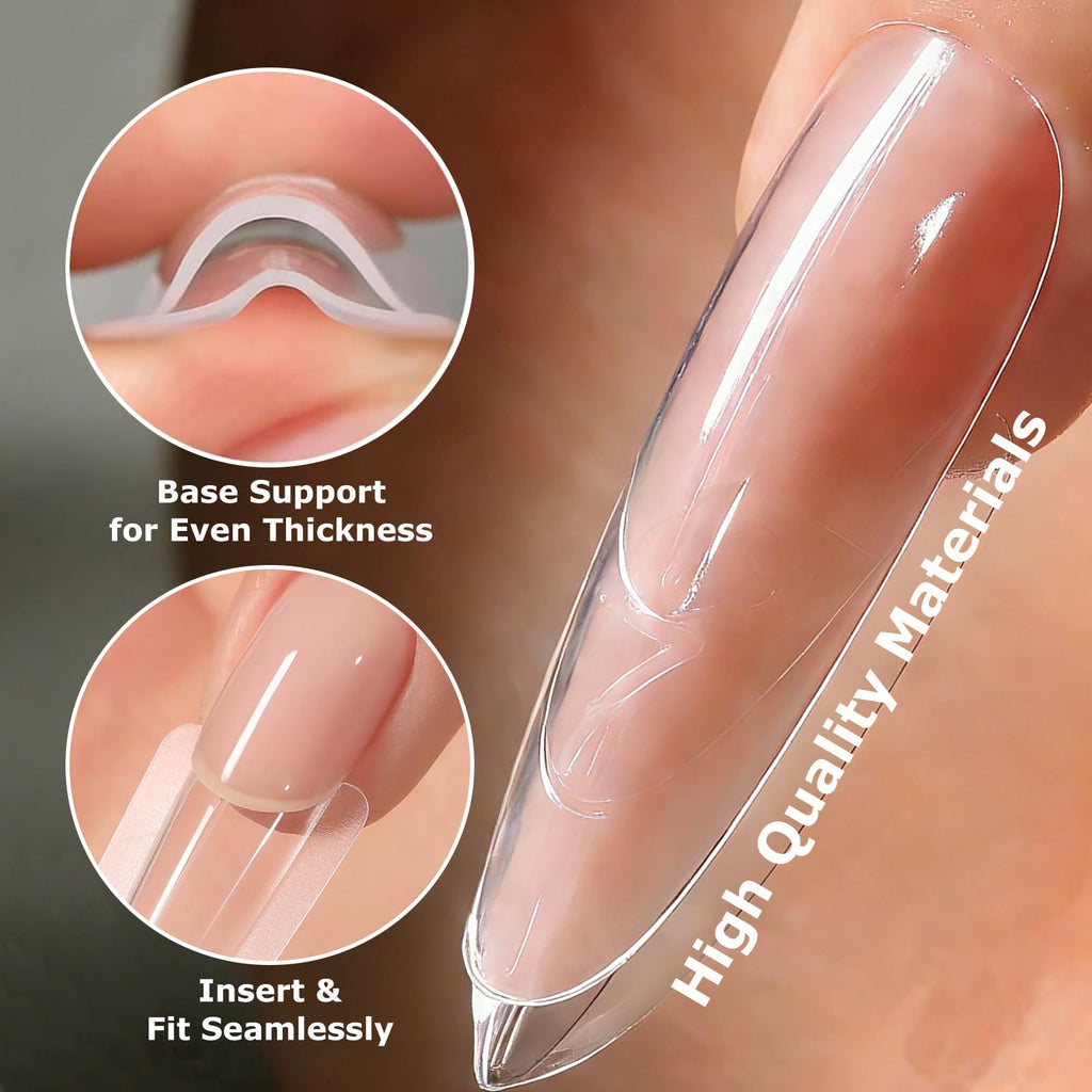 C12rtive Sandwich Nails Dual Forms – 280 Pcs Almond Reusable Nail Extension Forms & Silicone Polygel Stick