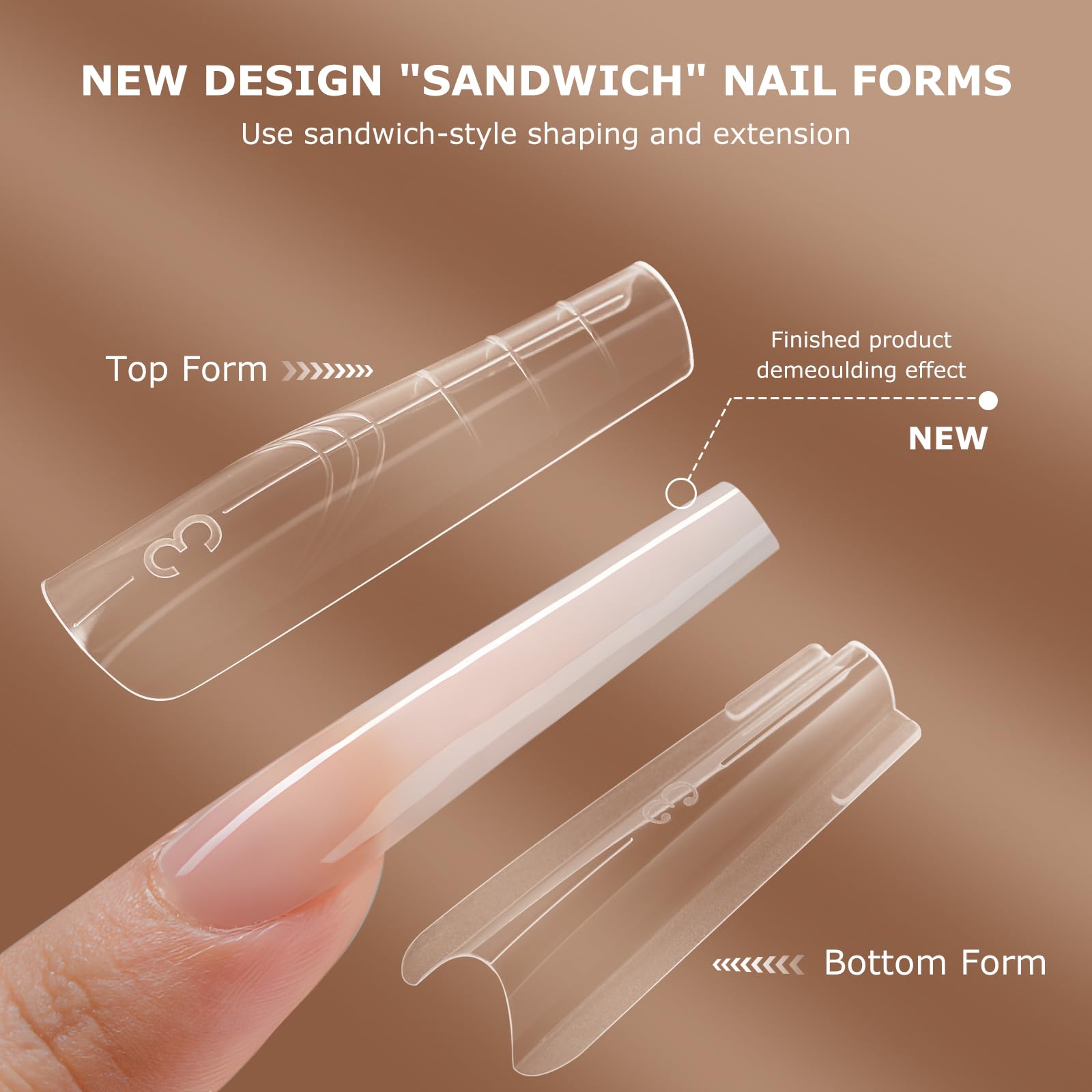 C12rtive Sandwich Nails Dual Forms – 280Pcs Reusable Nail Extension Forms