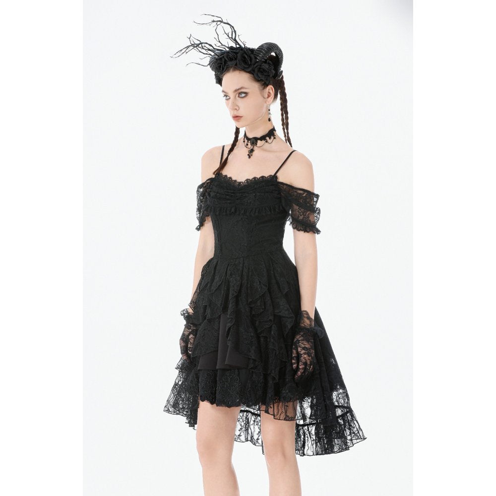 Dark in Love Romantic Gothic Lace Layered High-Low Dress