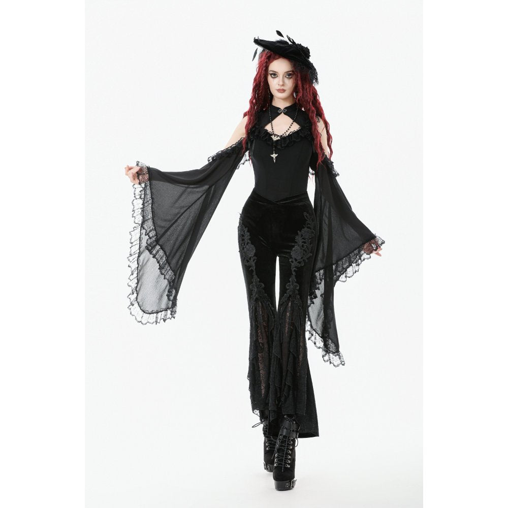 Dark in Love Erzebeth Velvet Lace Flare Trousers - Size UK 16 Left Only!