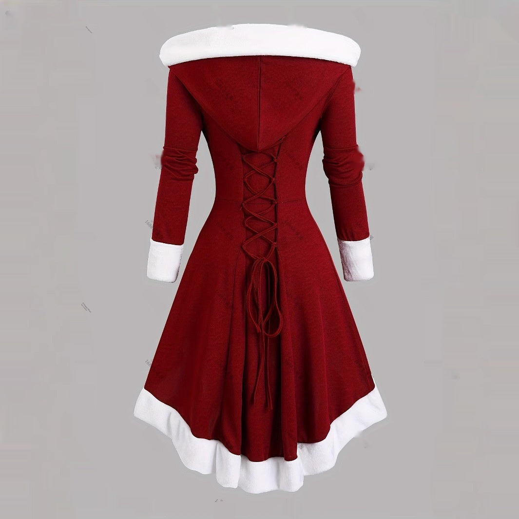 Christmas Collection Women's Retro Long Hooded Dress