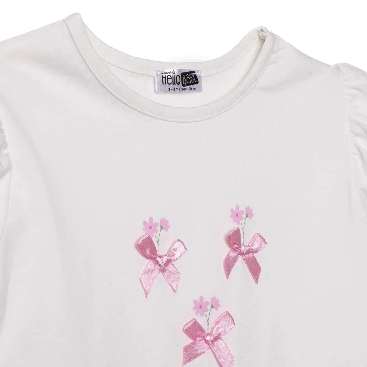 HelloBaby Cotton Short Sleeve Baby Blouse (6-9 Months to 4-5 Years) - Ecru