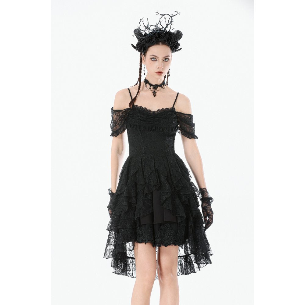 Dark in Love Romantic Gothic Lace Layered High-Low Dress