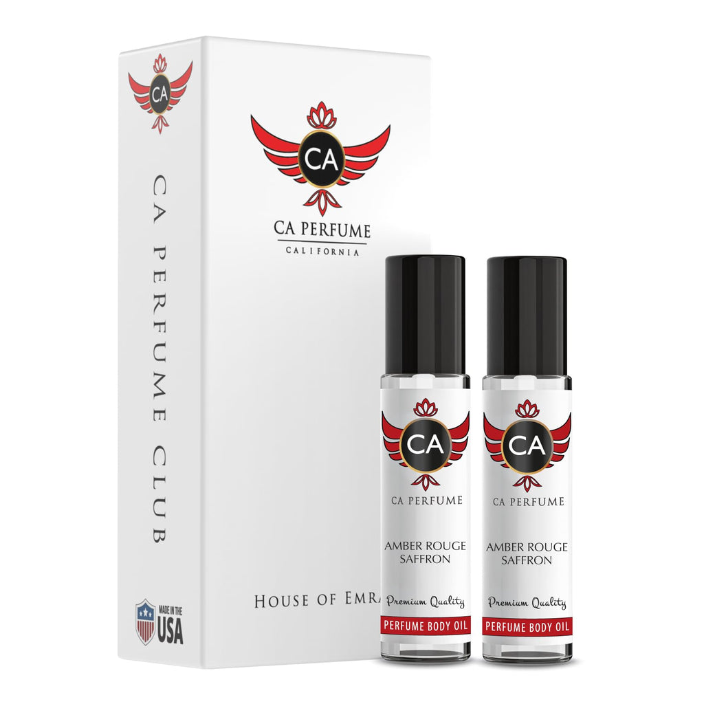 CA Perfume Amber Rouge Saffron Oil — Alcohol-Free Fragrance Roll-On (2-Pack)