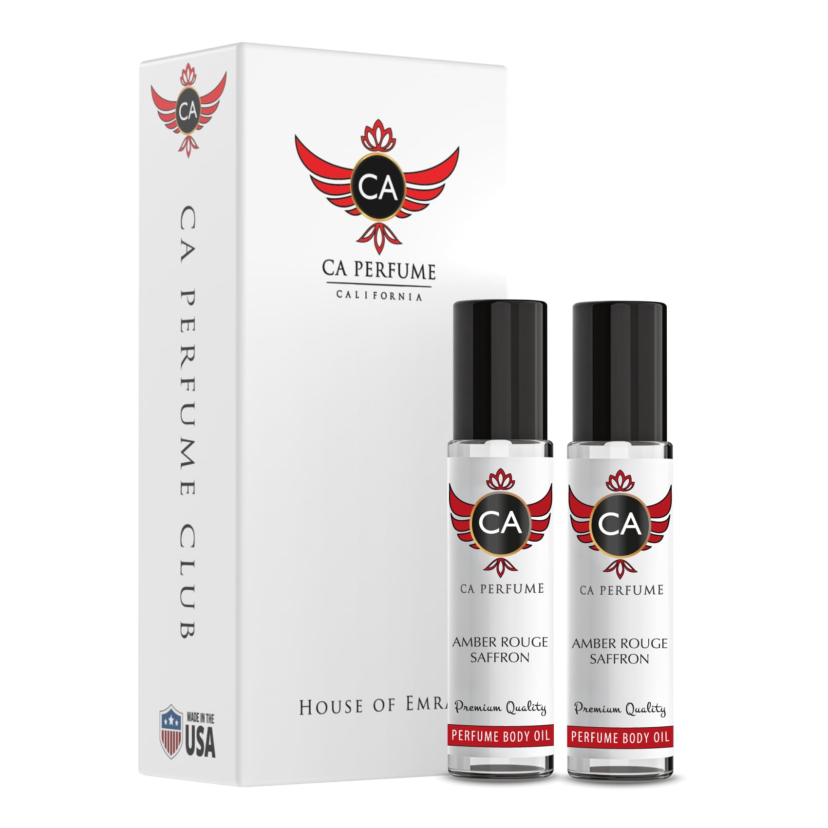 CA Perfume Amber Rouge Saffron Oil — Alcohol-Free Fragrance Roll-On (2-Pack)