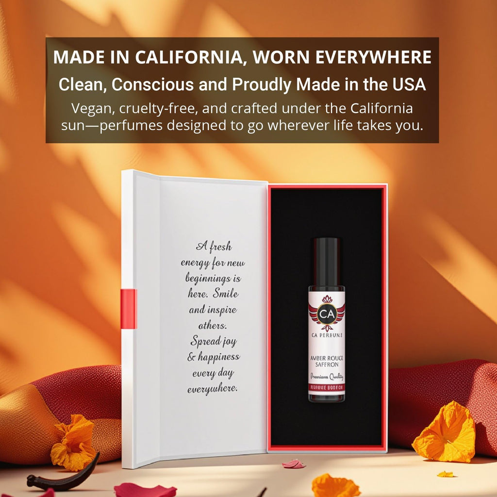 CA Perfume Amber Rouge Saffron Oil — Alcohol-Free Fragrance Roll-On (2-Pack)