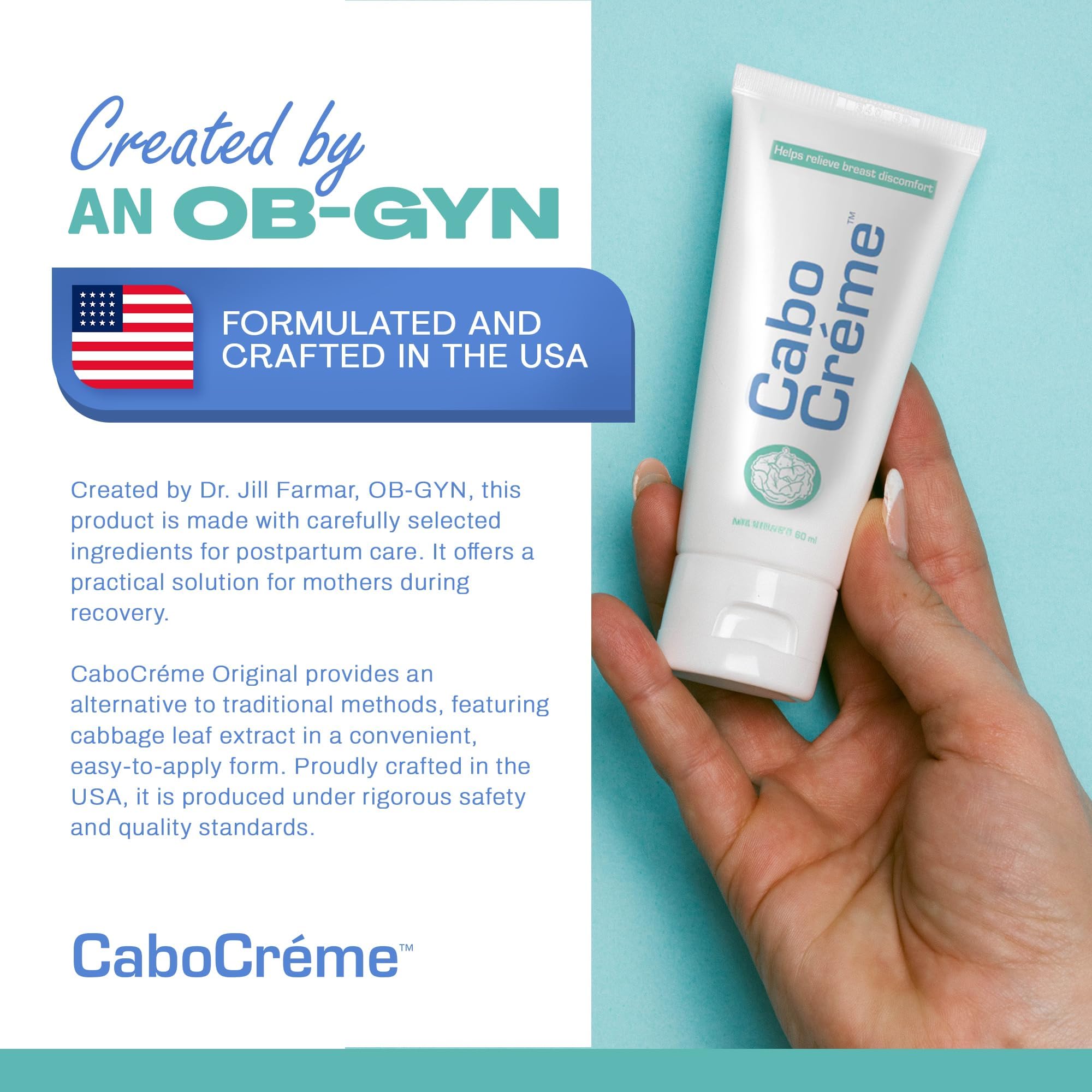 CaboCréme Cabbage Breast Cream for Engorgement & Weaning – 2-pack