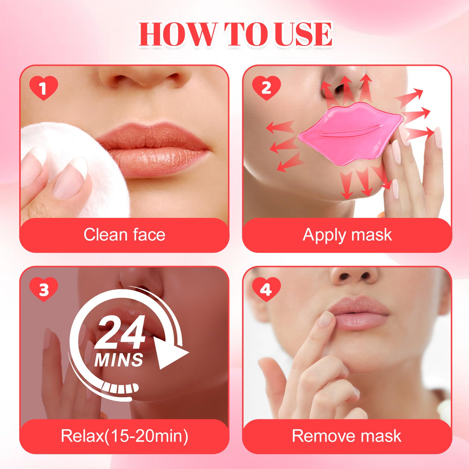 CACASO Crystal Lip Masks Rose Pink – 100 Lip Mask Sheets (50/Pack, Pack of 2) Hydrating