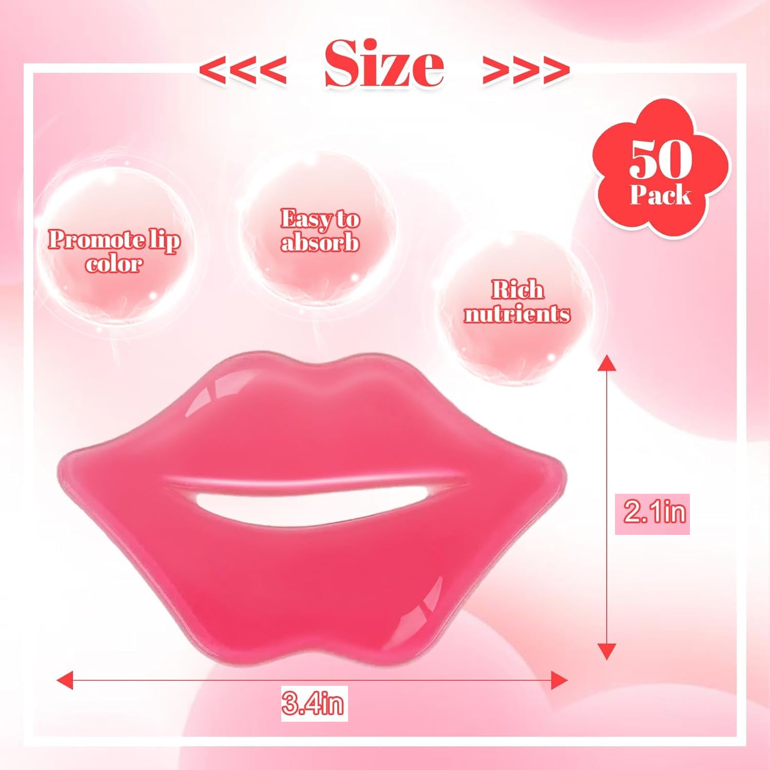 CACASO Crystal Lip Masks Rose Pink – 100 Lip Mask Sheets (50/Pack, Pack of 2) Hydrating