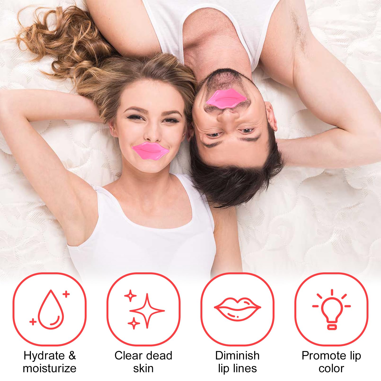 CACASO Crystal Lip Masks Rose Pink – 100 Lip Mask Sheets (50/Pack, Pack of 2) Hydrating