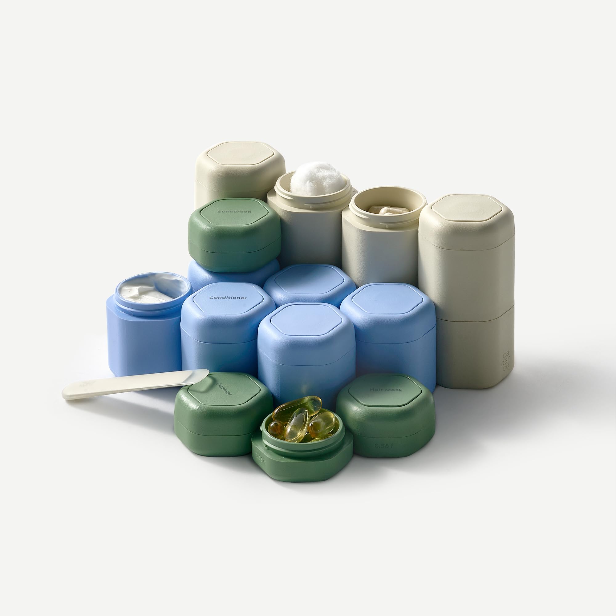 Cadence Travel Containers - 2-Piece Body Care Capsule Set | Magnetic, Leak-Proof TSA Travel Bottles
