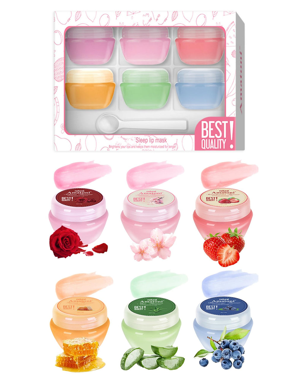 Caedelfly Lip Sleeping Mask Set – 6 Pcs Hydrating Overnight Lip Treatments