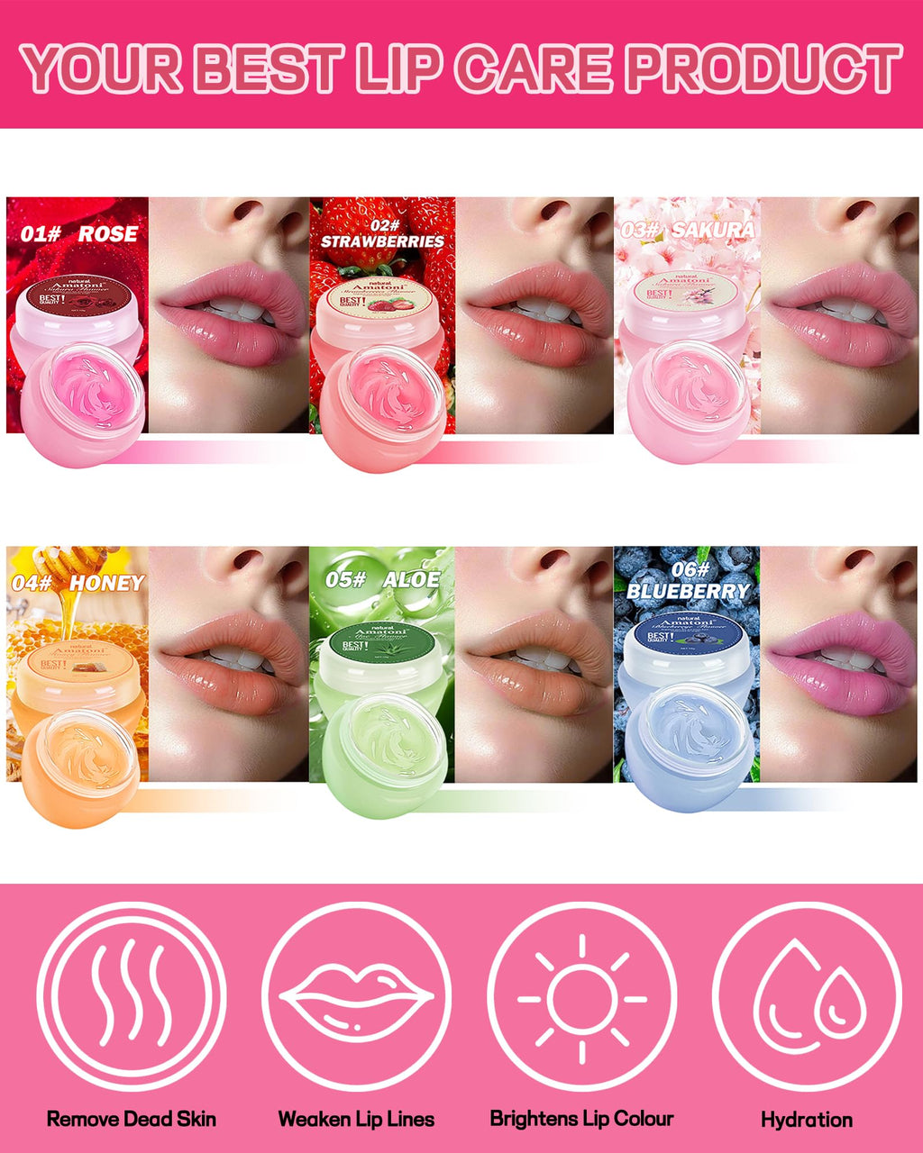 Caedelfly Lip Sleeping Mask Set – 6 Pcs Hydrating Overnight Lip Treatments