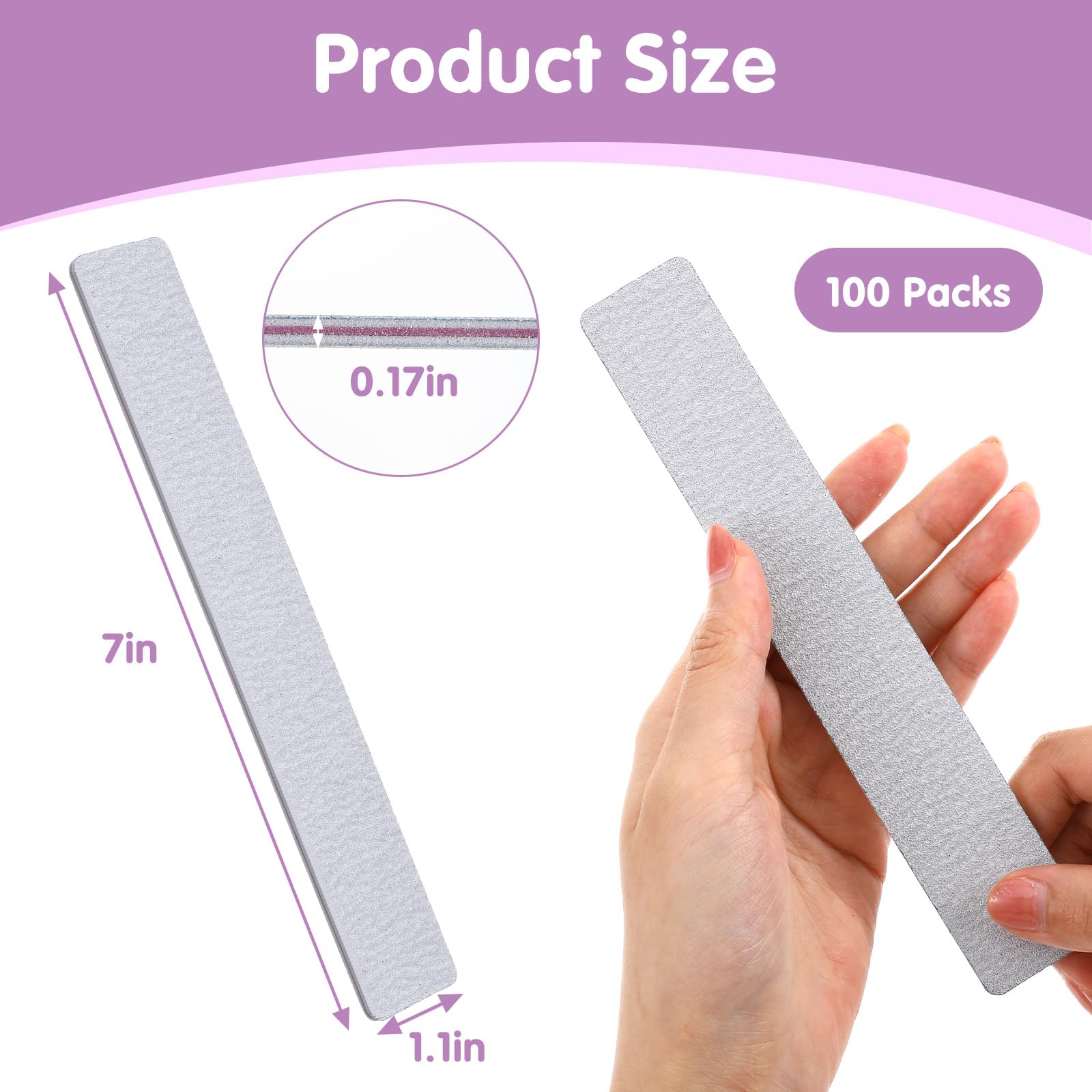 Caeuiciw 100/180 Grit Nail Files (100 Packs) – Dual-Sided Emery Boards for Nails
