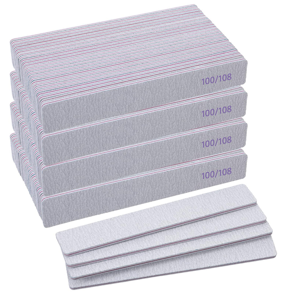 Caeuiciw 100/180 Grit Nail Files (100 Packs) – Dual-Sided Emery Boards for Nails