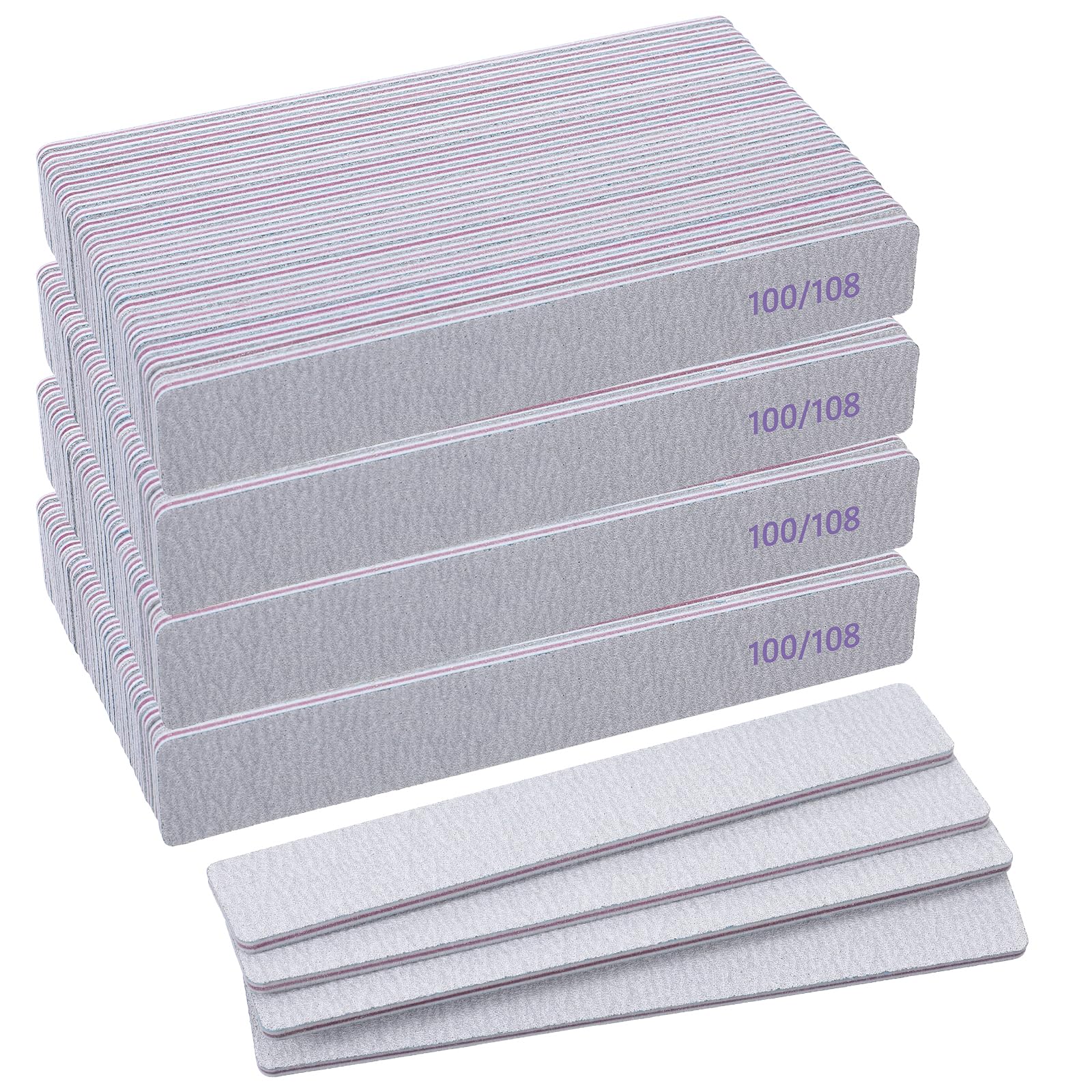 Caeuiciw 100/180 Grit Nail Files (100 Packs) – Dual-Sided Emery Boards for Nails