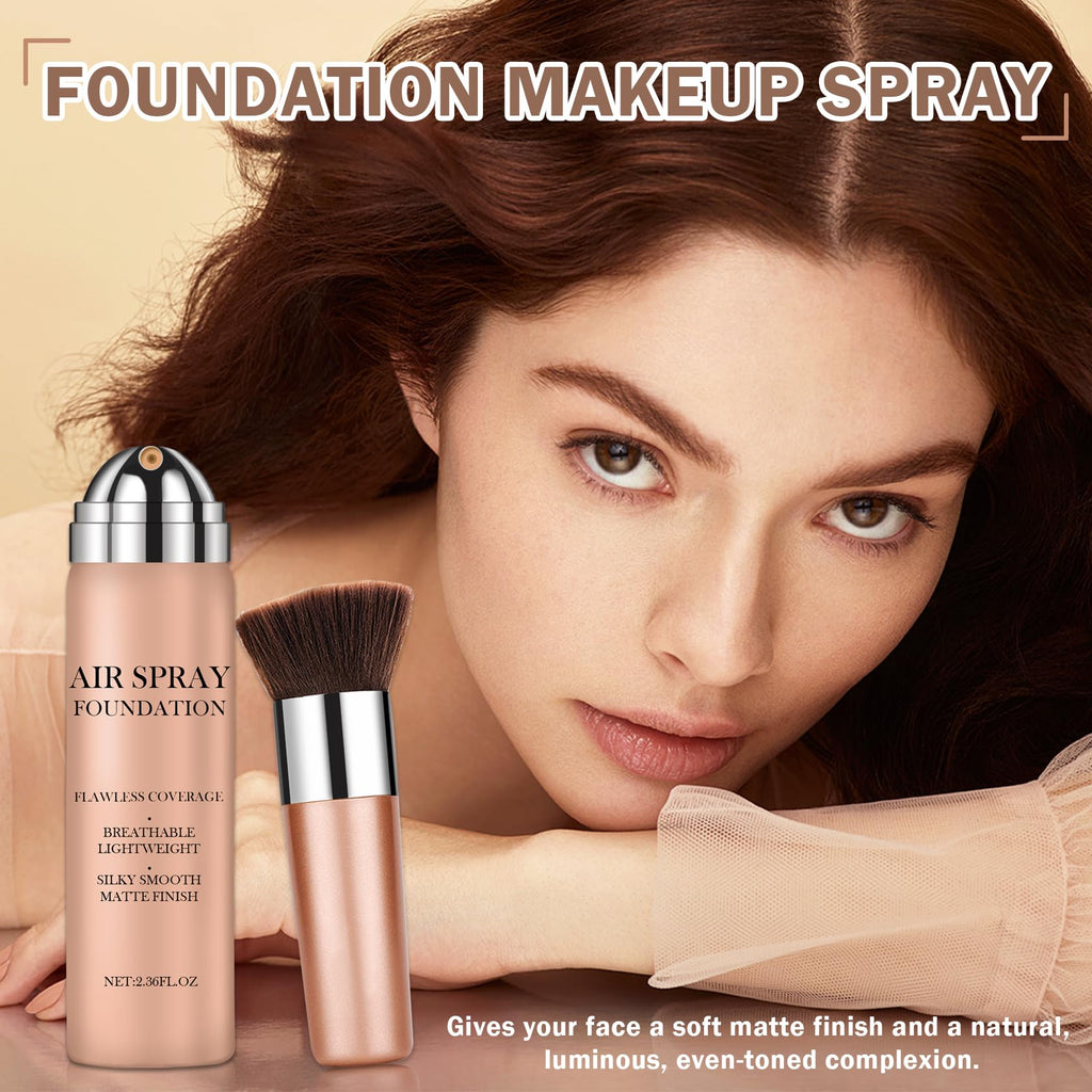CAHIUYOA AirBrush Foundation Spray – Full Coverage, Natural Matte Finish for Mature Skin – 01 Natural/Warm Porcelain