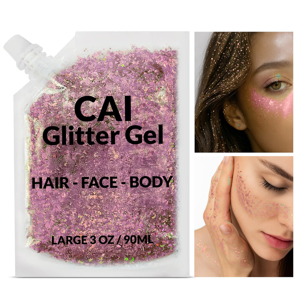 CAI BEAUTY NYC Face, Body & Hair Glitter Gel – Rose (2 Pack)