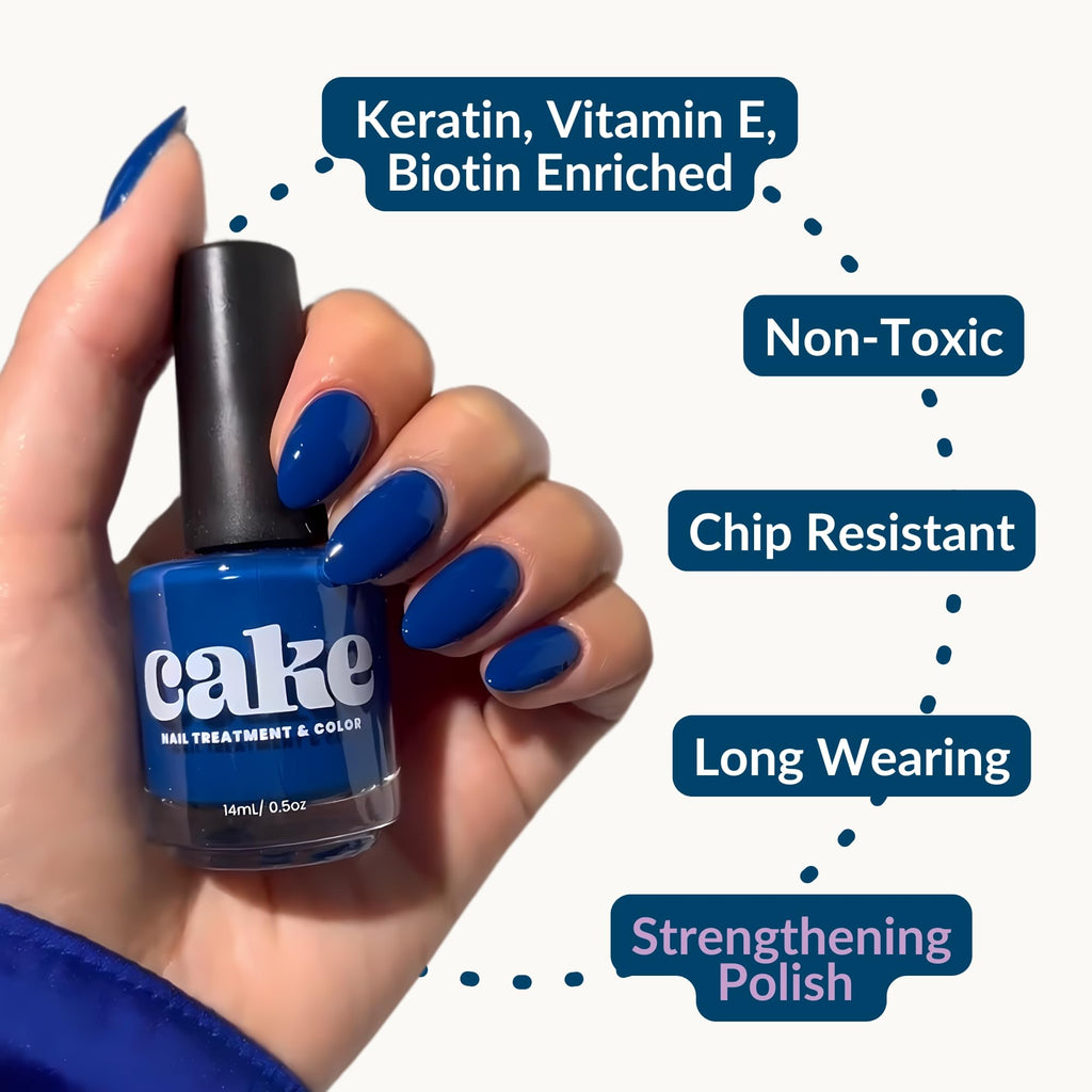 CAKE Nail Anchor Down – Vegan Navy Nail Polish, Cuticle Oil & Nail Strengthener