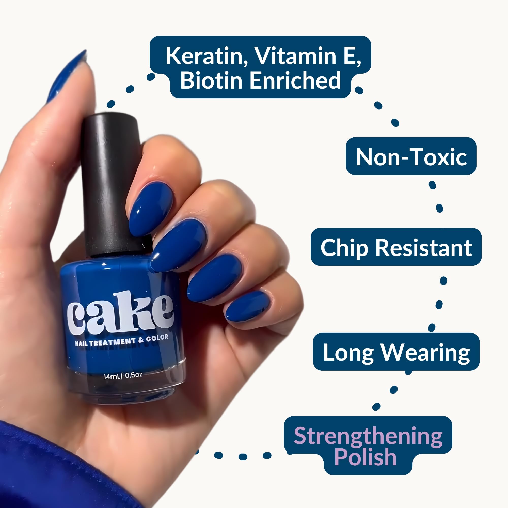 CAKE Nail Anchor Down – Vegan Navy Nail Polish, Cuticle Oil & Nail Strengthener