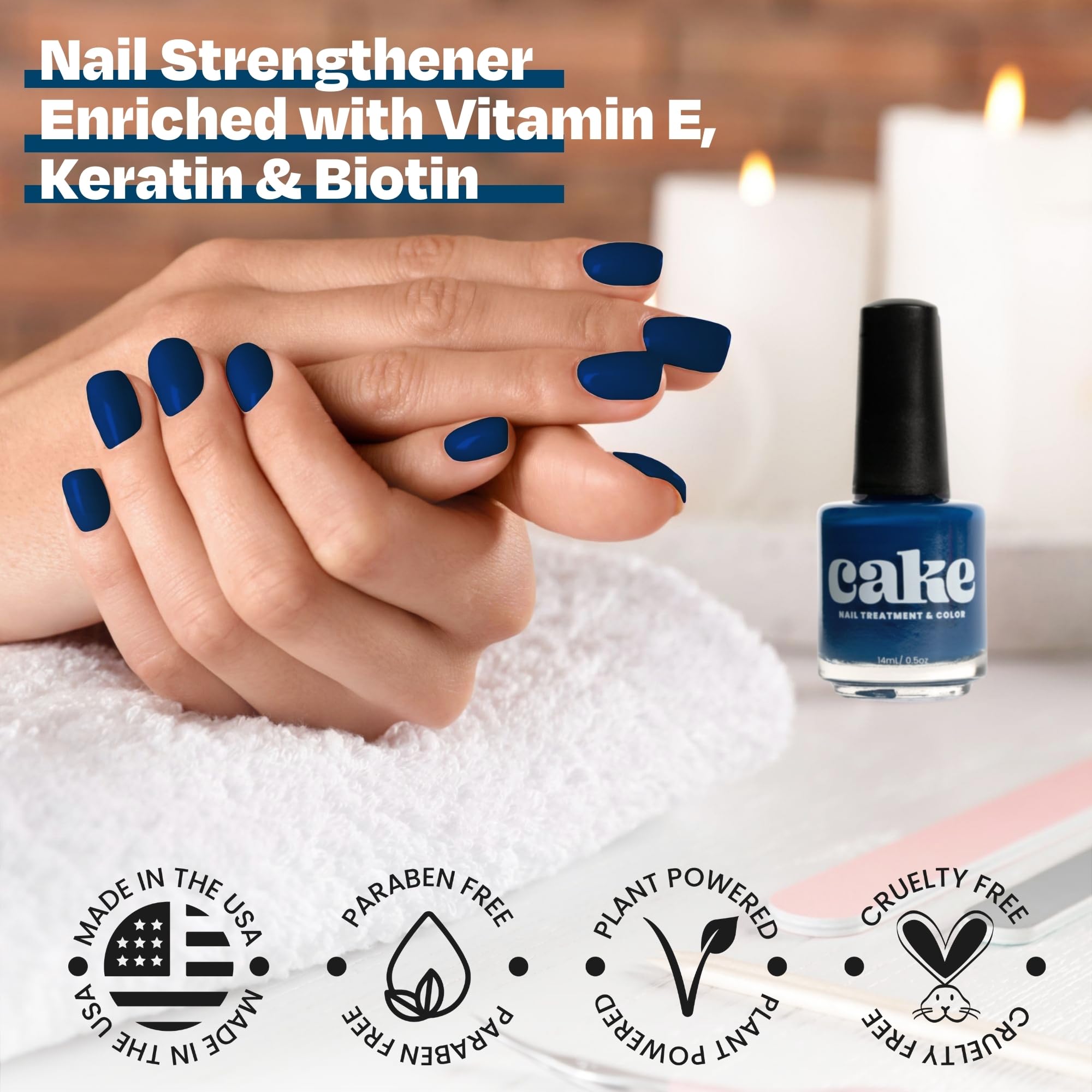 CAKE Nail Anchor Down – Vegan Navy Nail Polish, Cuticle Oil & Nail Strengthener
