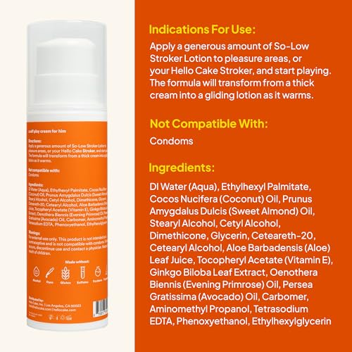 Cake Hello Cake So-Low Stroker Lotion – Below-the-Belt Solo Cream for Men (8 fl oz)